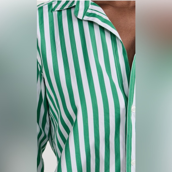 Frank & Eileen “Frank” Classic Fit Cotton button down shirt in green stripe - Picture 6 of 11